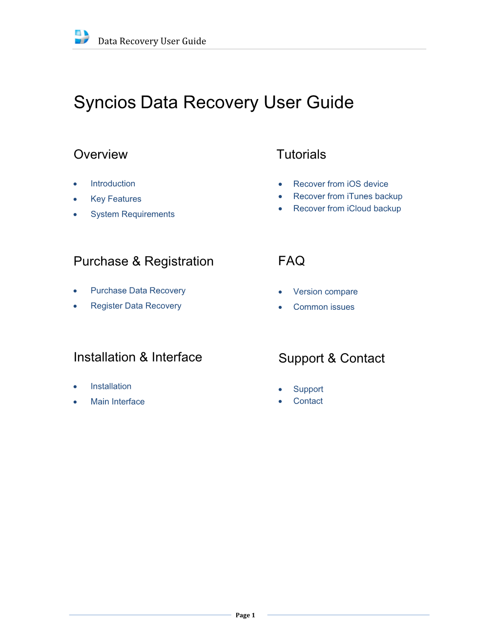 Syncios Data Recovery User Guide