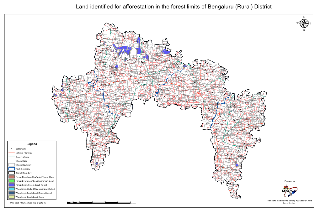 Land Identified for Afforestation in the Forest Limits of Bengaluru (Rural) District