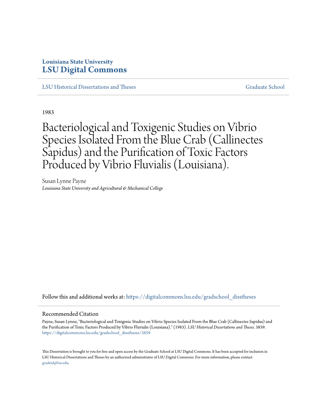 Bacteriological and Toxigenic Studies on Vibrio Species Isolated from The