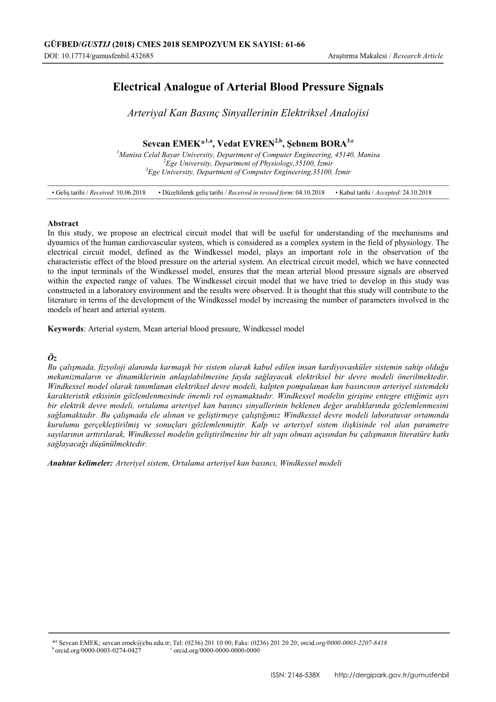 Electrical Analogue of Arterial Blood Pressure Signals