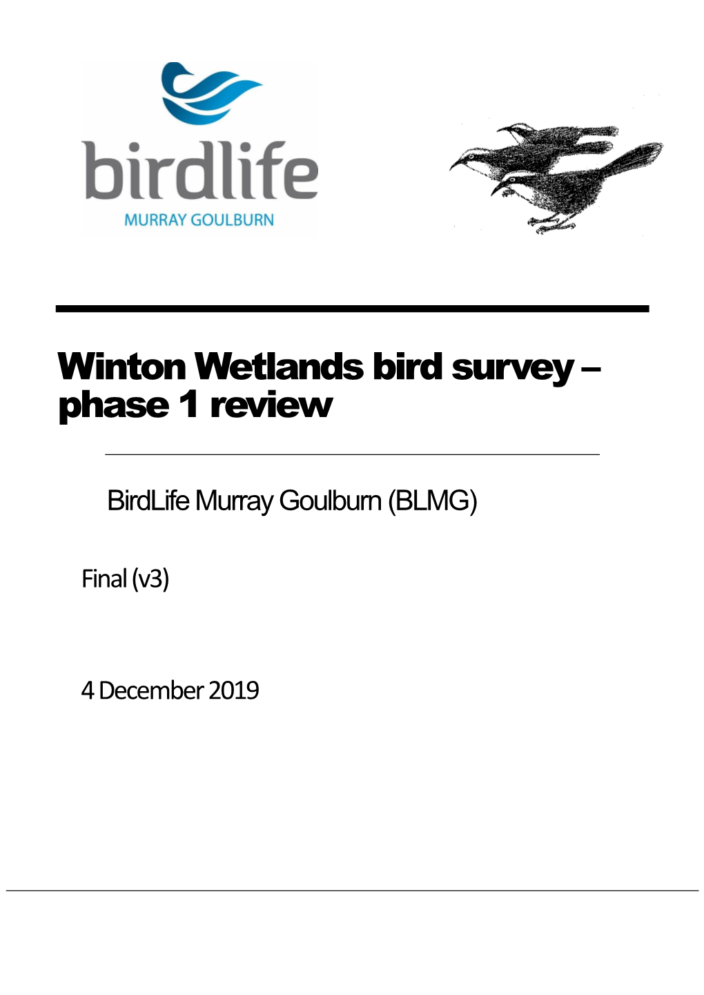 Winton Wetlands Bird Survey – Phase 1 Review