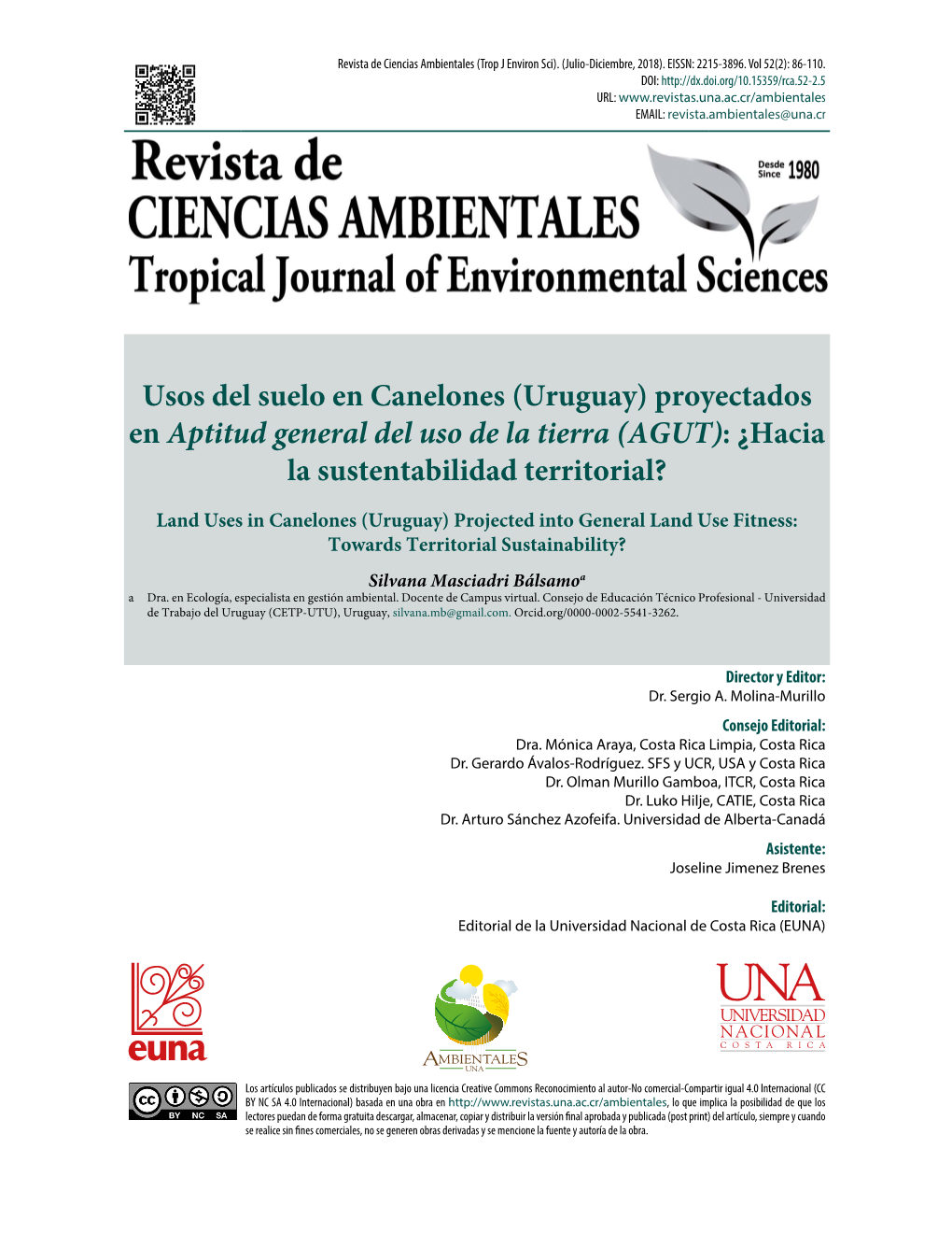 Usos Del Suelo En Canelones (Uruguay) Proyectados En Aptitud General Del Uso De La Tierra (AGUT): ¿Hacia La Sustentabilidad Territorial?