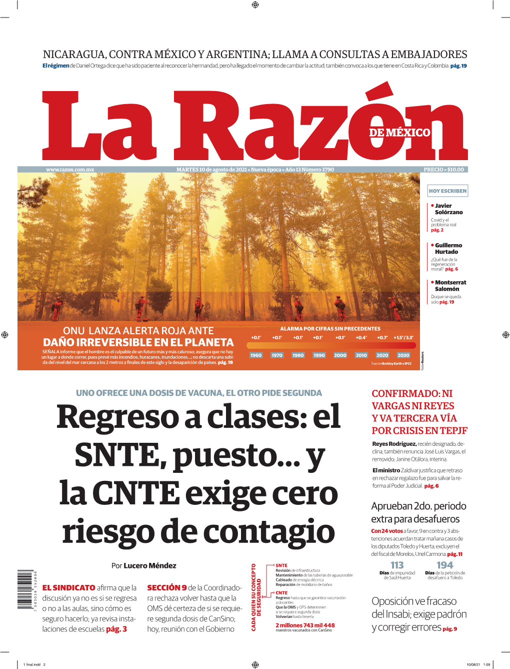 Regreso a Clases: El POR CRISIS EN TEPJF Reyes Rodríguez, Recién Designado, De- Clina; También Renuncia José Luis Vargas, El SNTE, Puesto