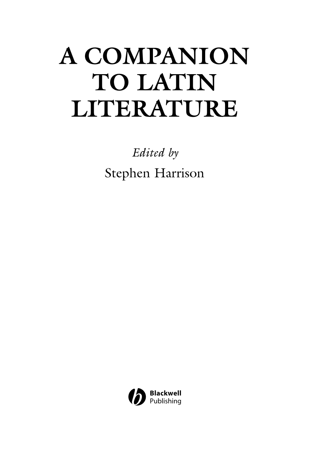 A Companion to Latin Literature