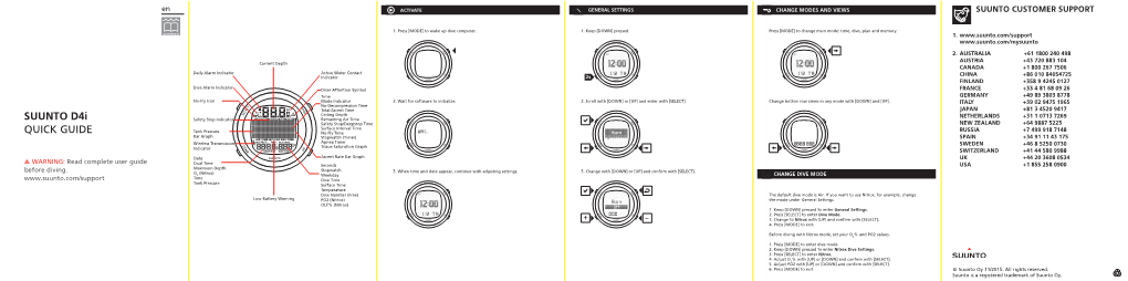 SUUNTO D4i QUICK GUIDE