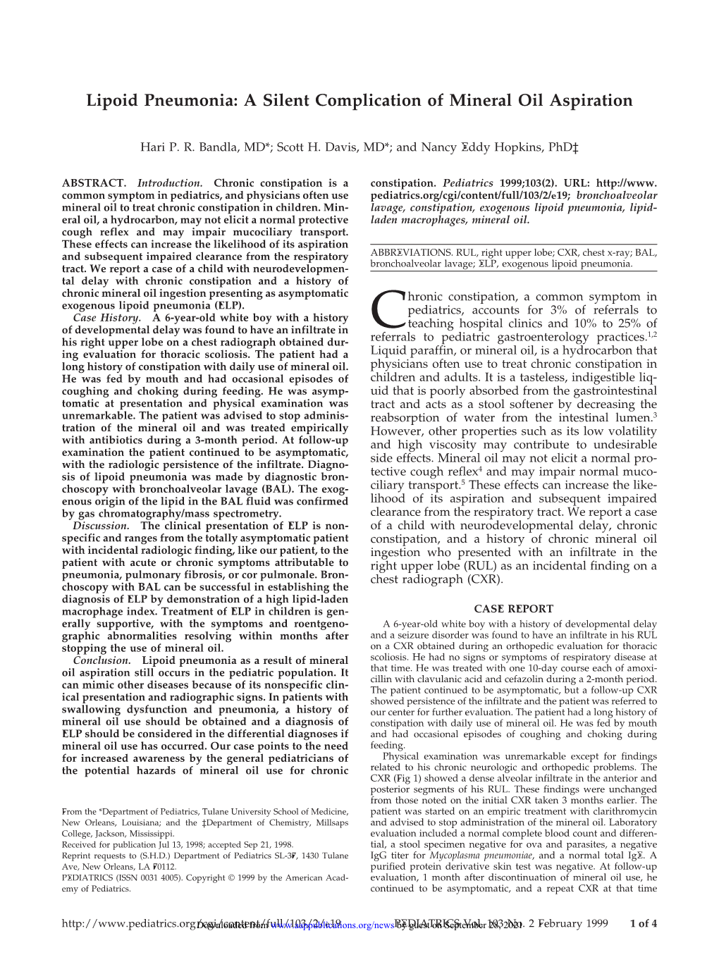 Lipoid Pneumonia: a Silent Complication of Mineral Oil Aspiration