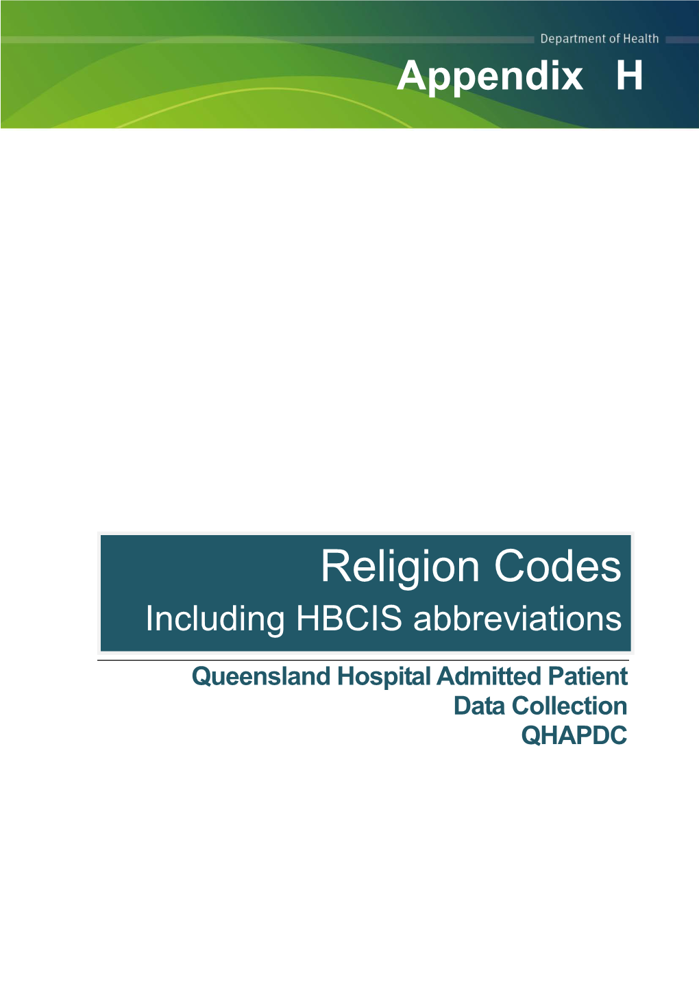 Appendix H Religion Codes