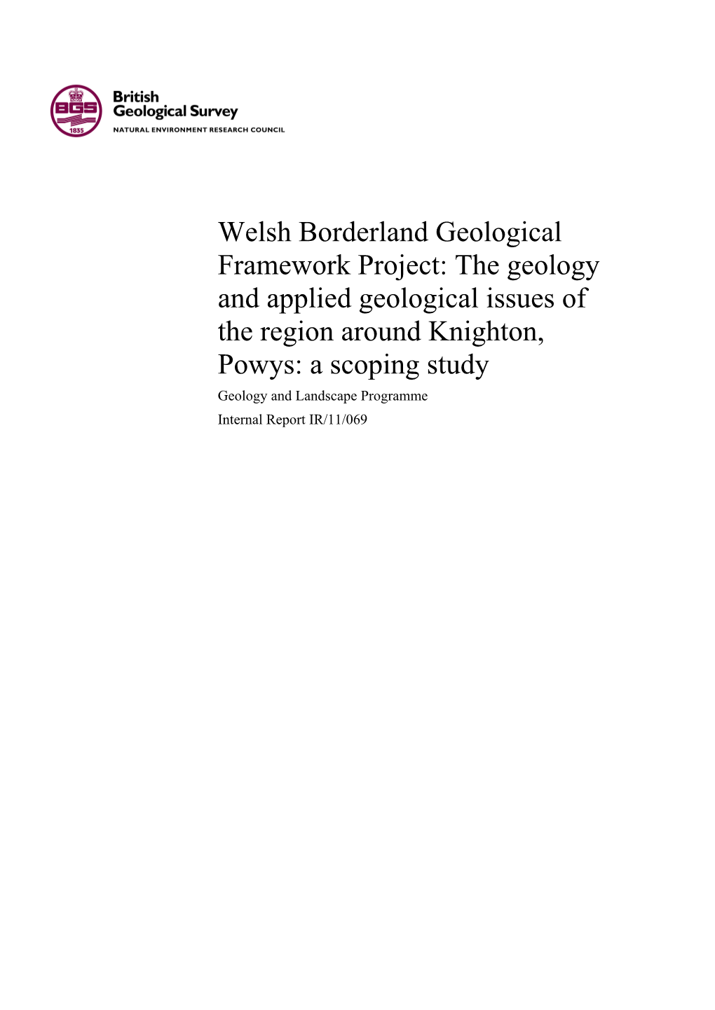 Welsh Borderland Geological Framework Project