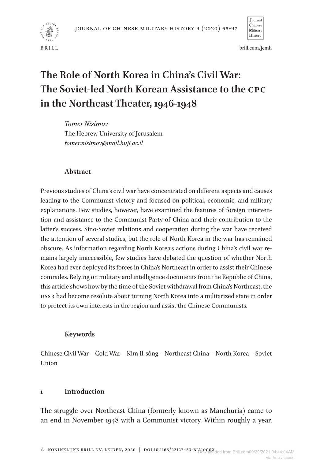 The Role of North Korea in China's Civil War: the Soviet-Led North