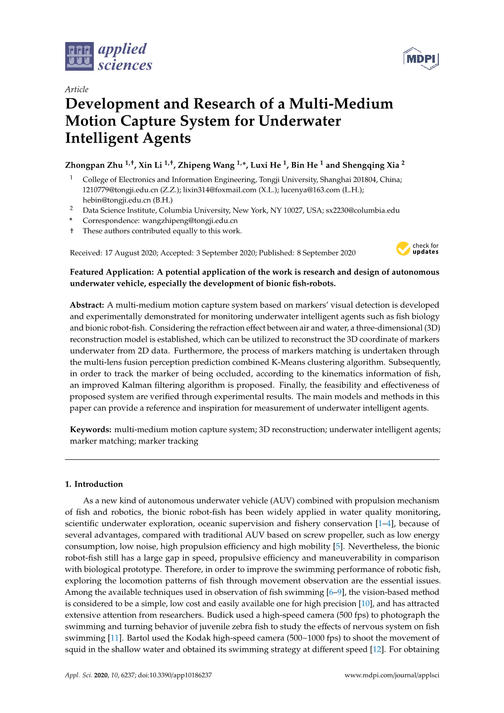 Development and Research of a Multi-Medium Motion Capture System for Underwater Intelligent Agents
