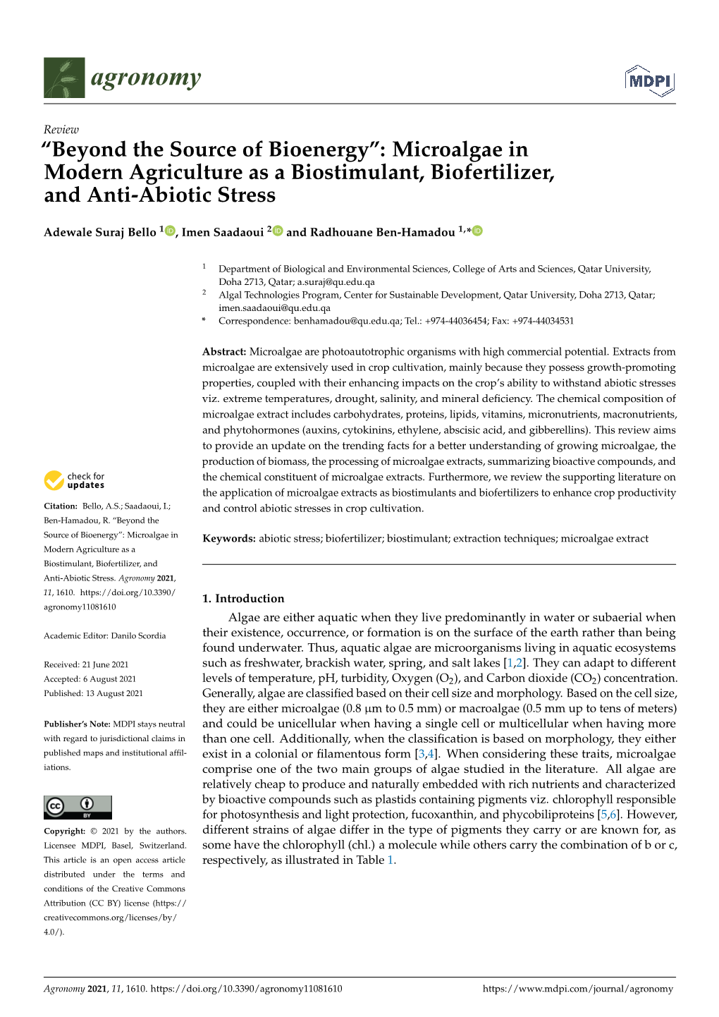 Microalgae in Modern Agriculture As a Biostimulant, Biofertilizer, and Anti-Abiotic Stress