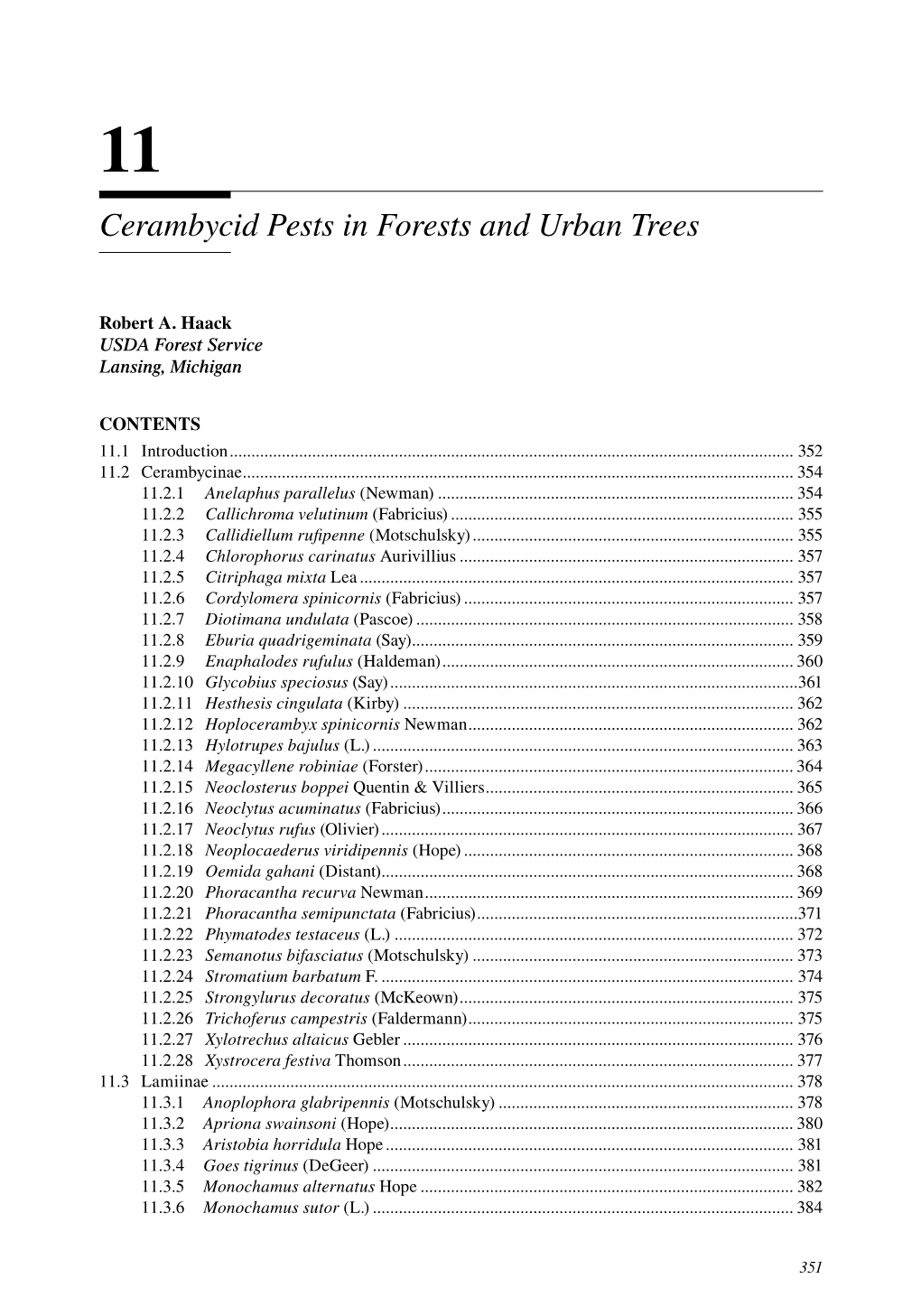 Cerambycid Pests in Forests and Urban Trees