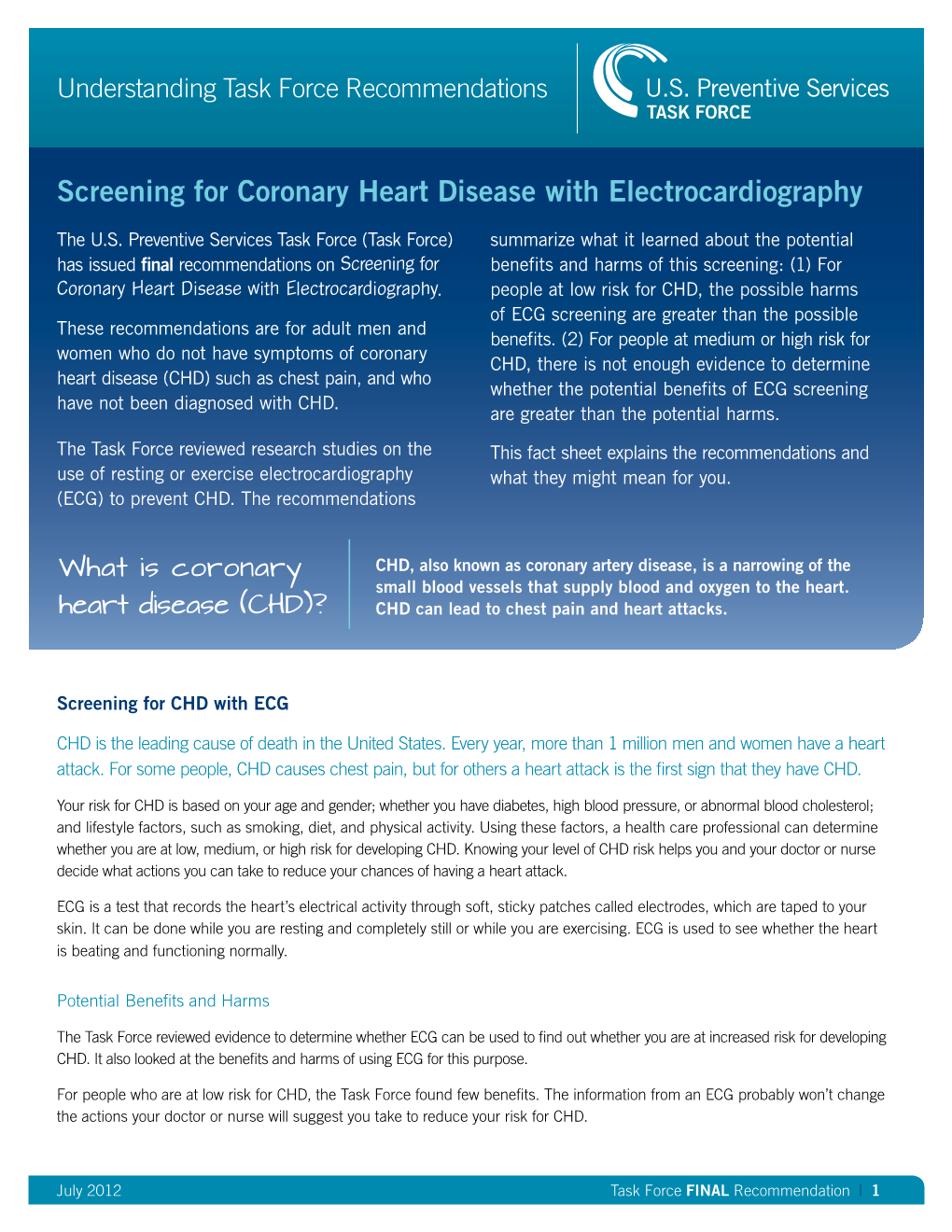 Screening for Coronary Heart Disease with Electrocardiography