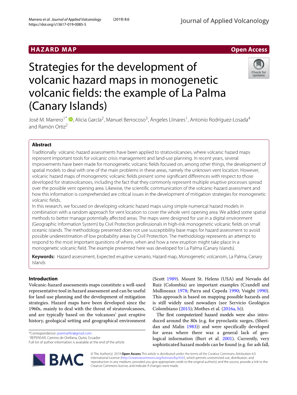 Strategies for the Development of Volcanic Hazard Maps in Monogenetic Volcanic Fields: the Example of La Palma (Canary Islands) José M