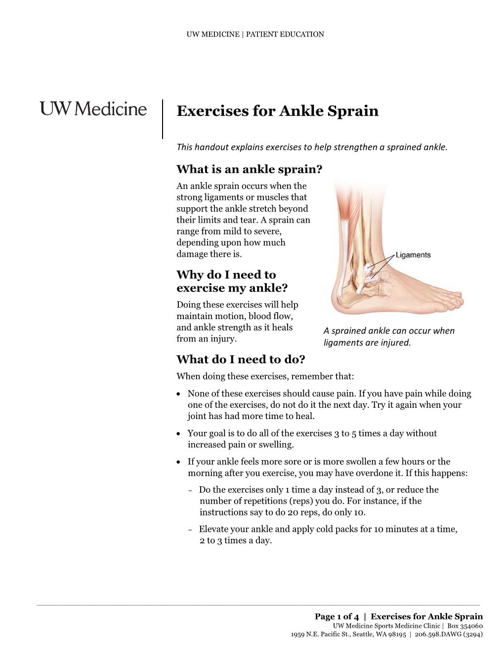 Exercises for Ankle Sprain | | This Handout Explains Exercises to Help Strengthen a Sprained Ankle