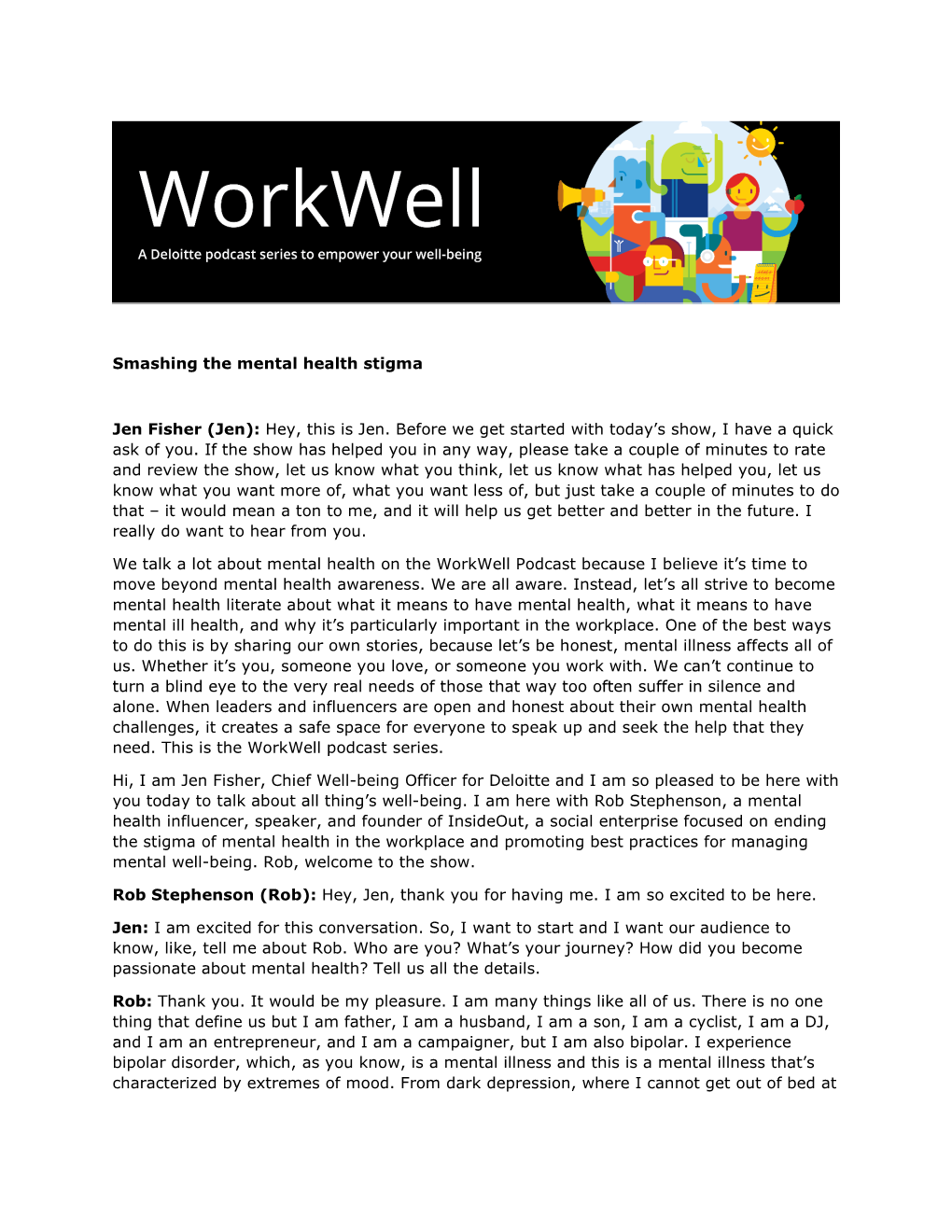 Workwell Podcast Because I Believe It’S Time to Move Beyond Mental Health Awareness