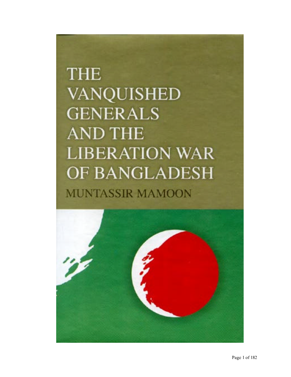 The Vanquished Generals and the Liberation War of Bangladesh