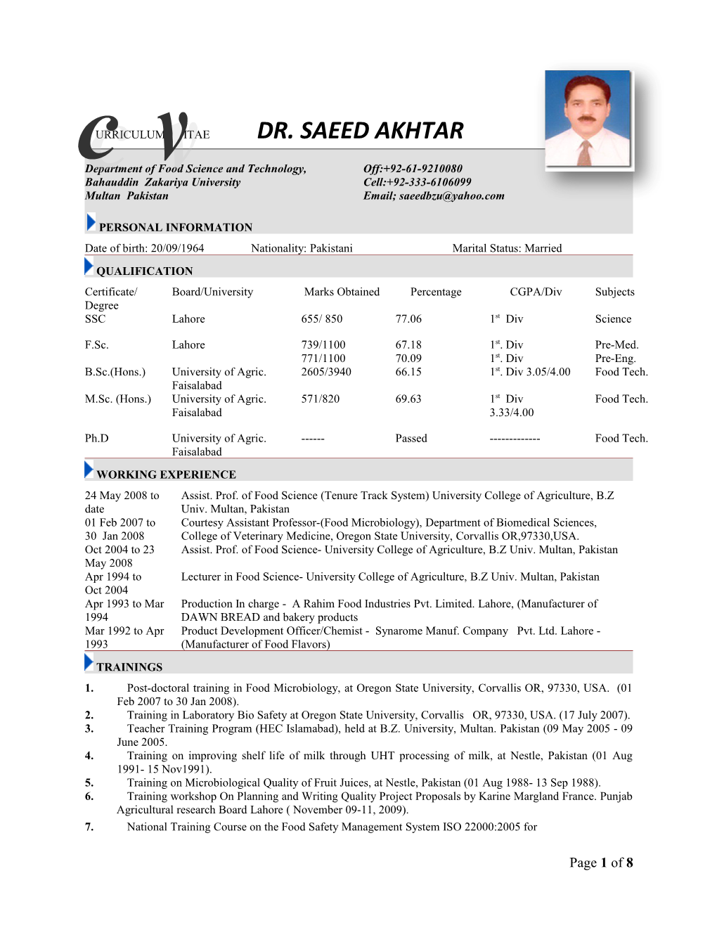 Urriculum Itae Dr. Saeed Akhtar