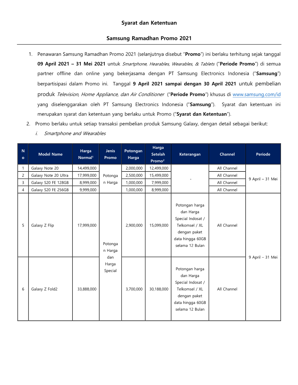 Syarat Dan Ketentuan Samsung Ramadhan Promo 2021