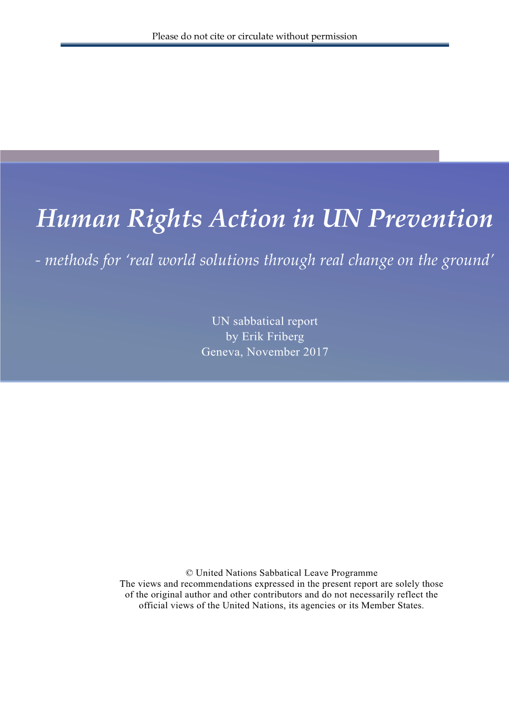 Human Rights Action in UN Prevention.Pdf
