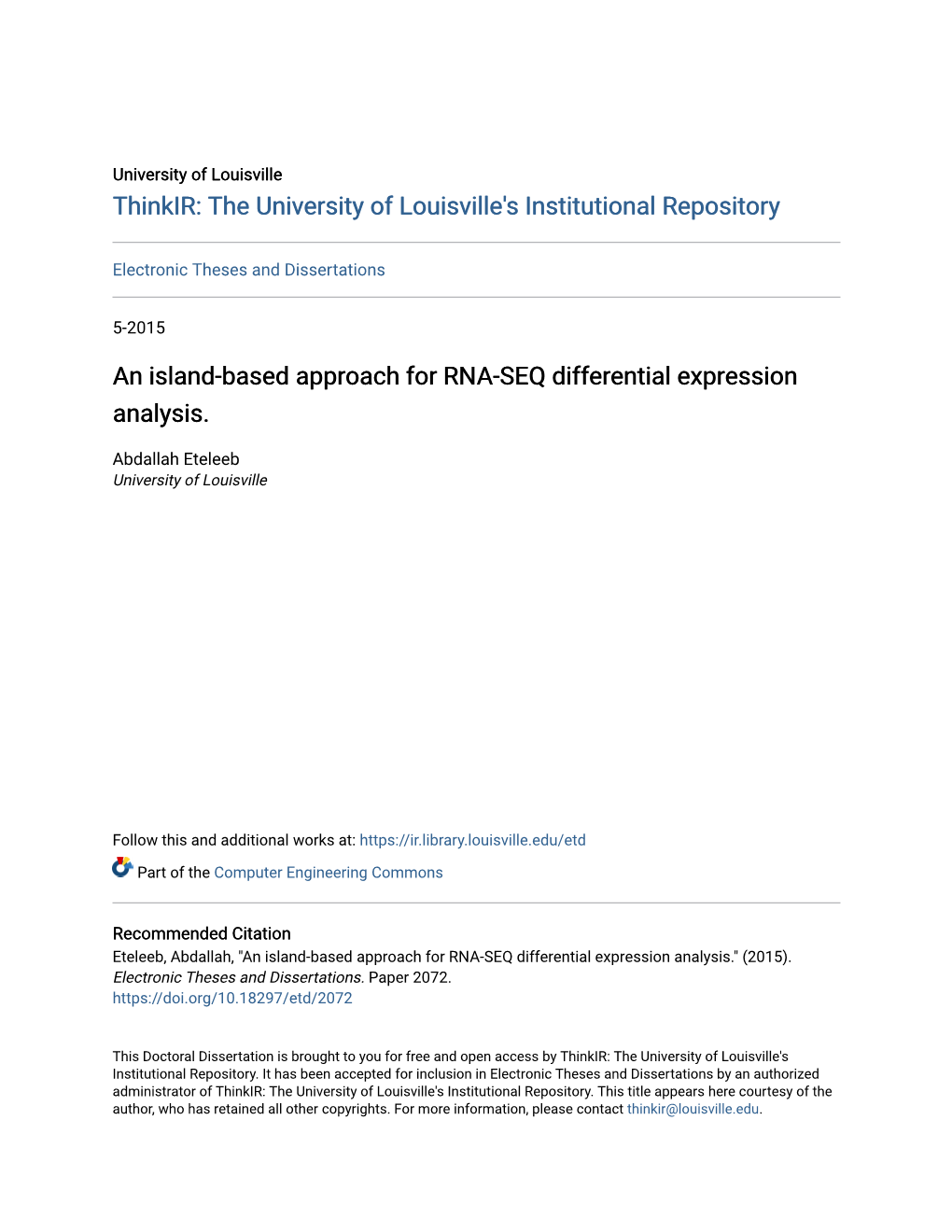 An Island-Based Approach for RNA-SEQ Differential Expression Analysis