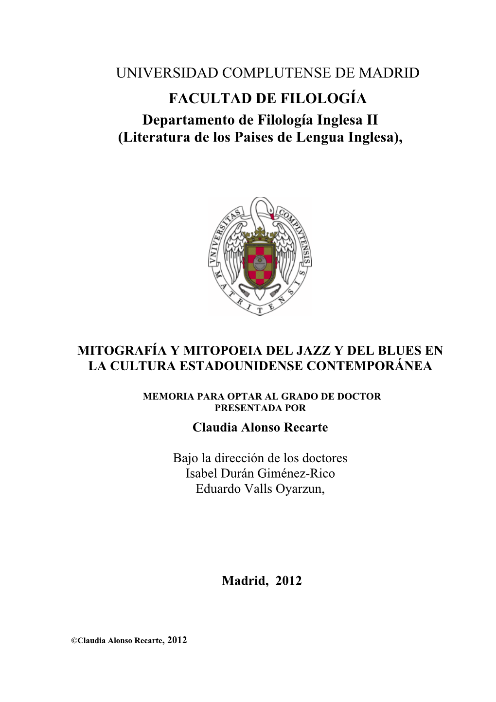 Mitografía Y Mitopoeia Del Jazz Y Del Blues En La Cultura Estadounidense Contemporánea