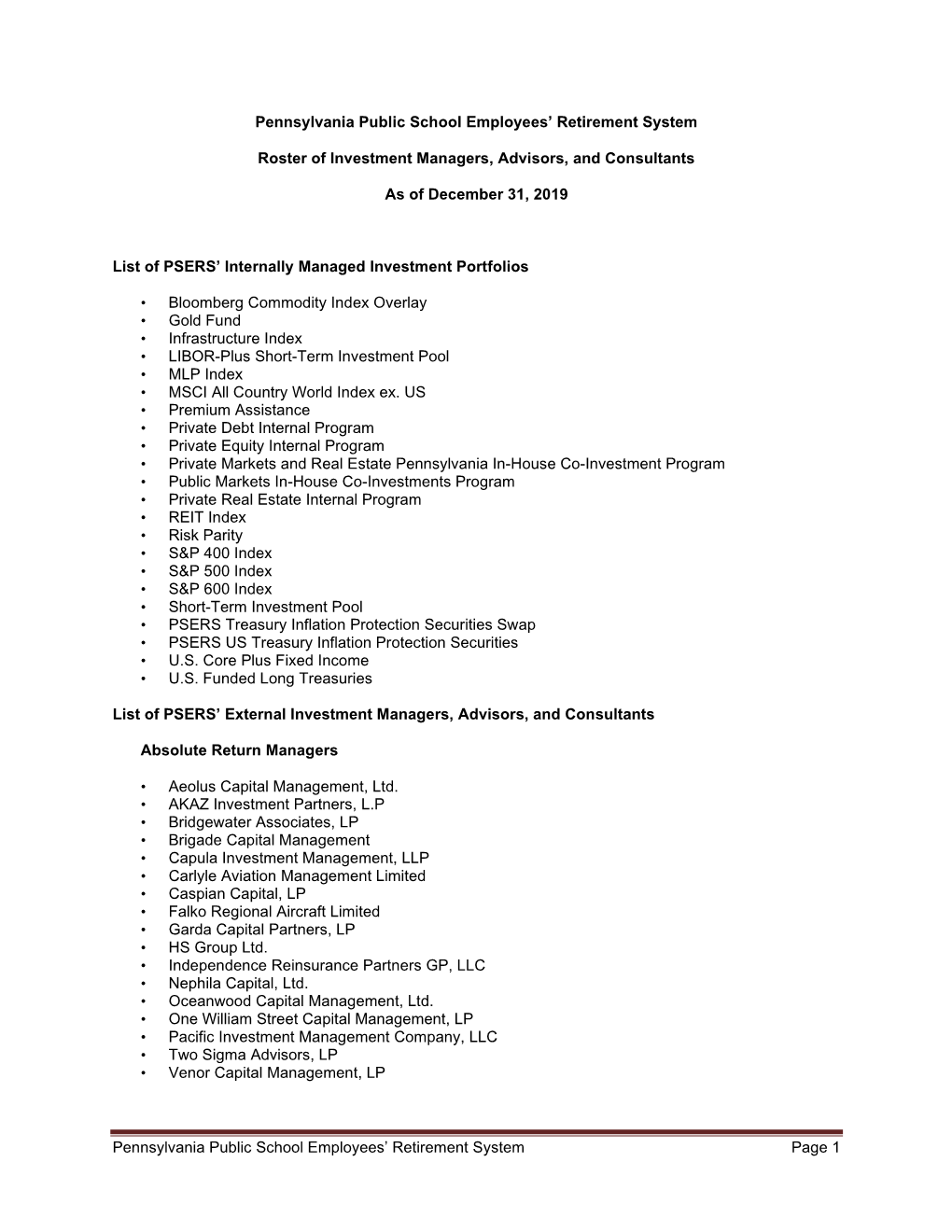 Pennsylvania Public School Employees' Retirement System