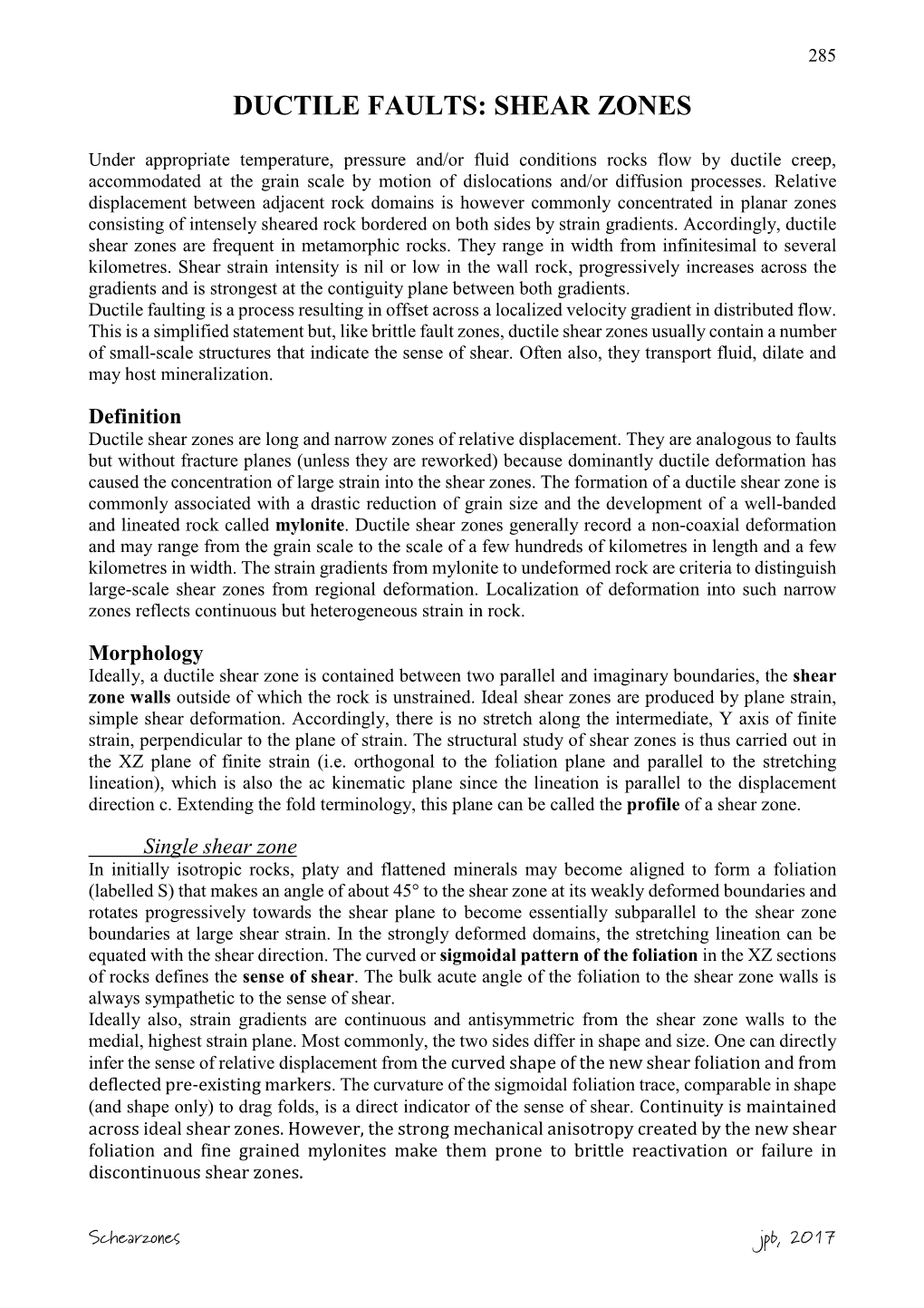 Ductile Faults: Shear Zones