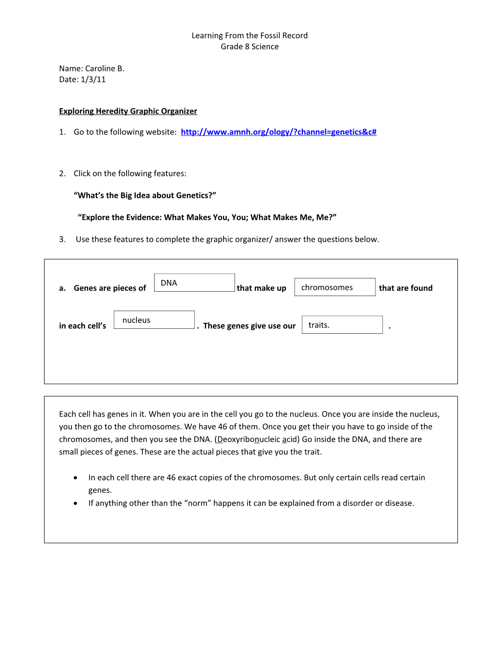 Exploring Heredity Graphic Organizer