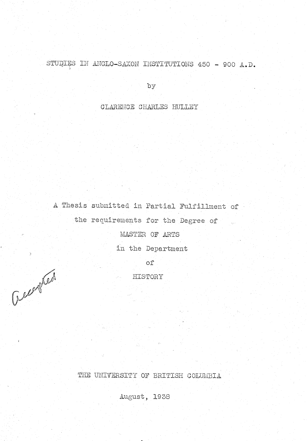 Studies in Anglo-Saxon Institutions 450 - 900 A.D