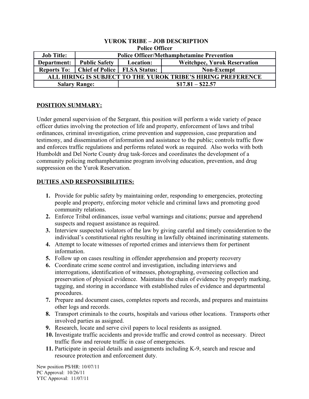 Yurok Tribe Job Description s2