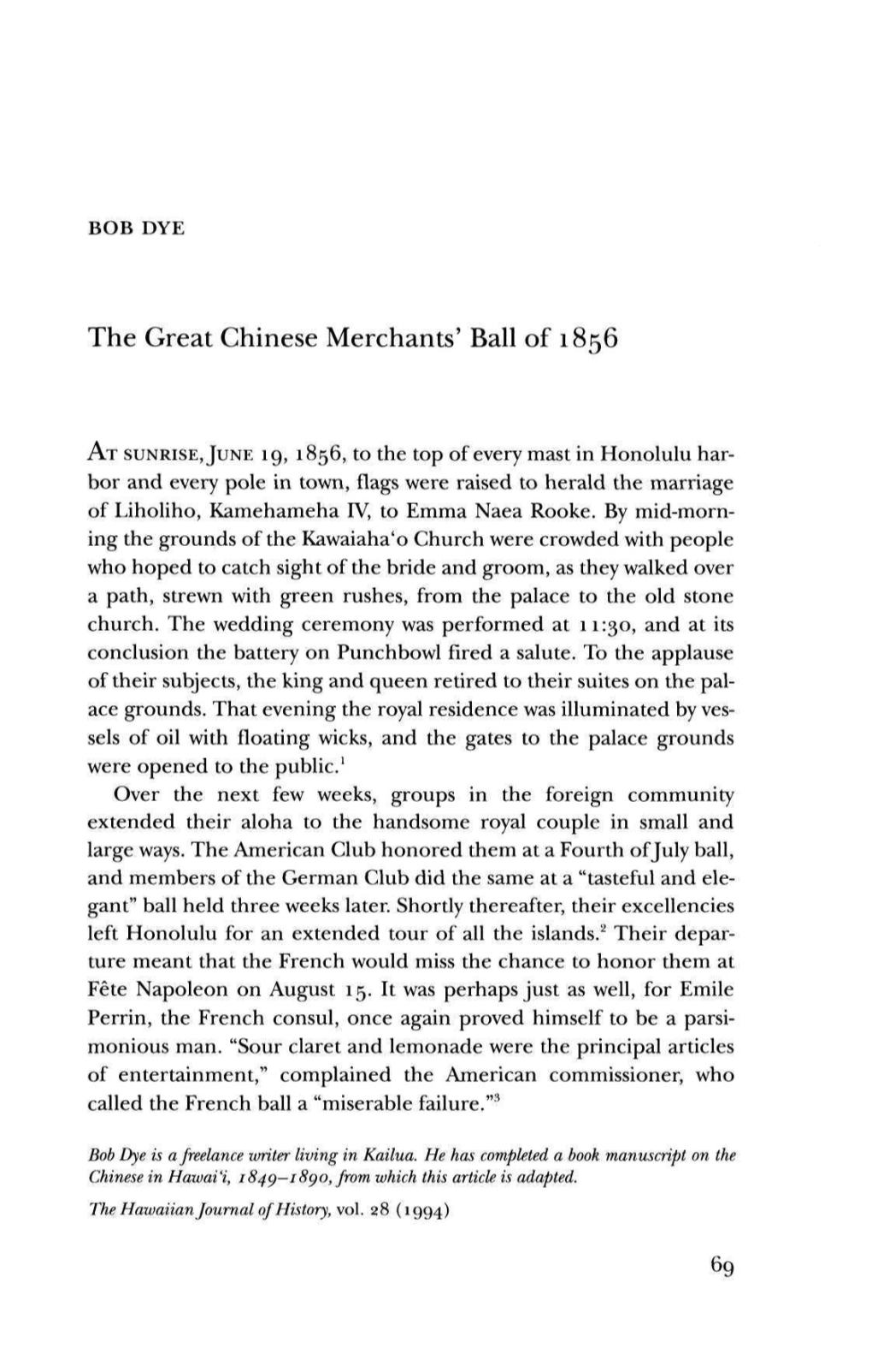 The Great Chinese Merchants' Ball of 1856