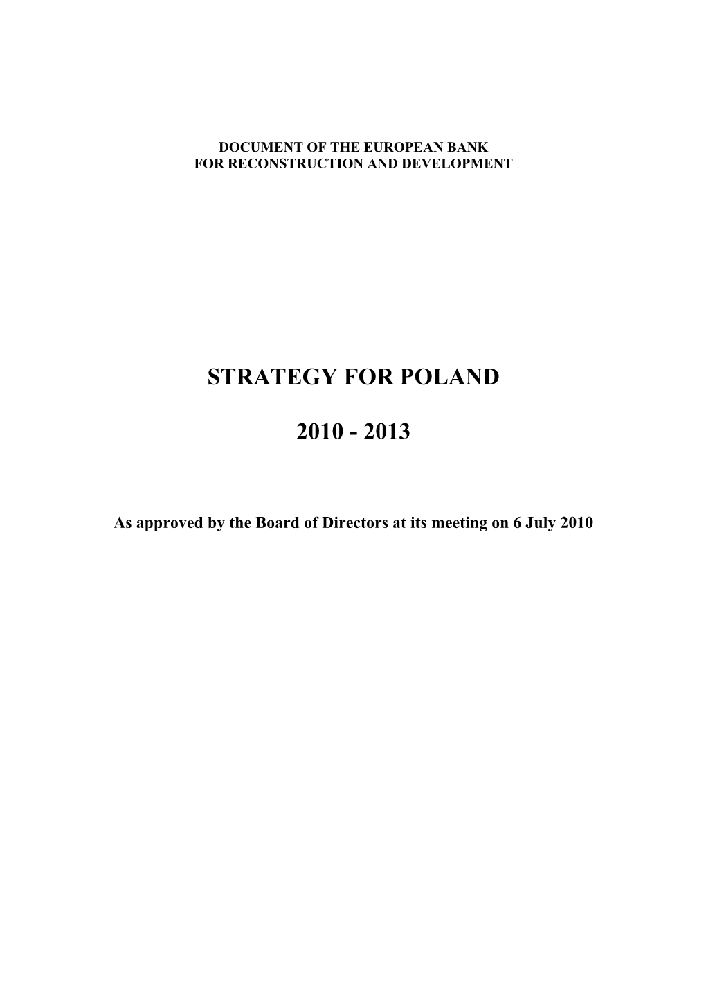 EBRD Strategy for Poland 2010