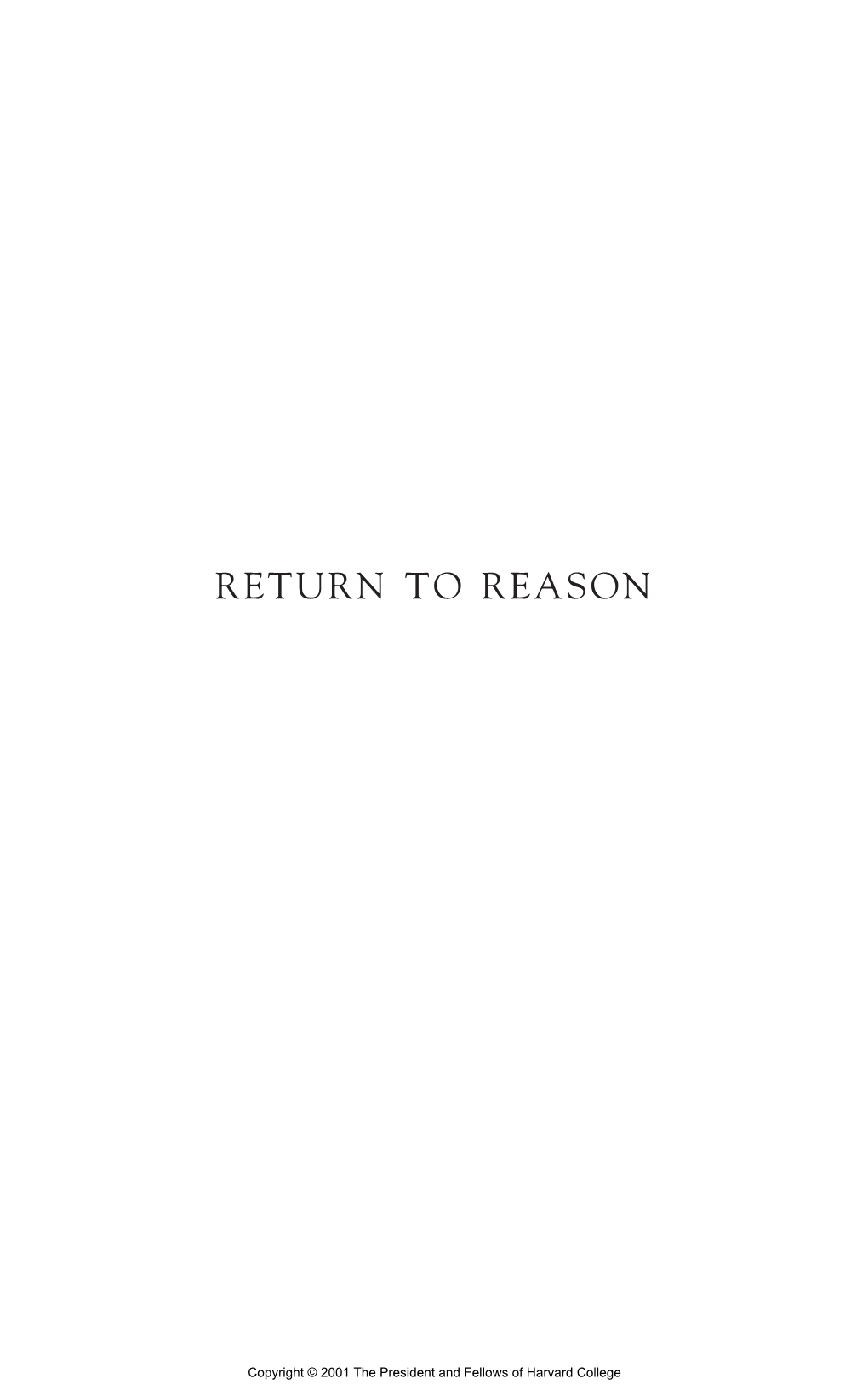 Return to Reason