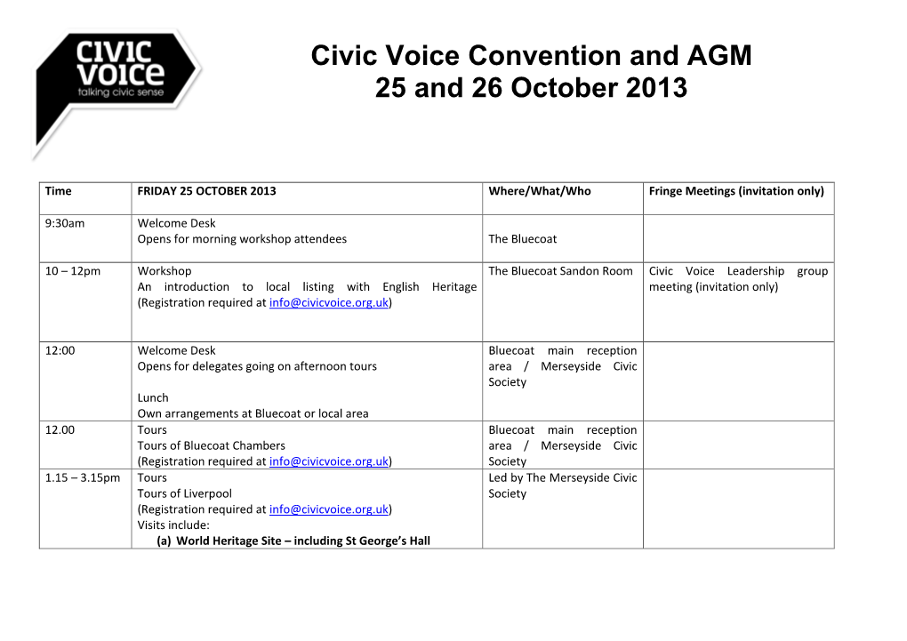 Civic Voice Convention and AGM 25 and 26 October 2013