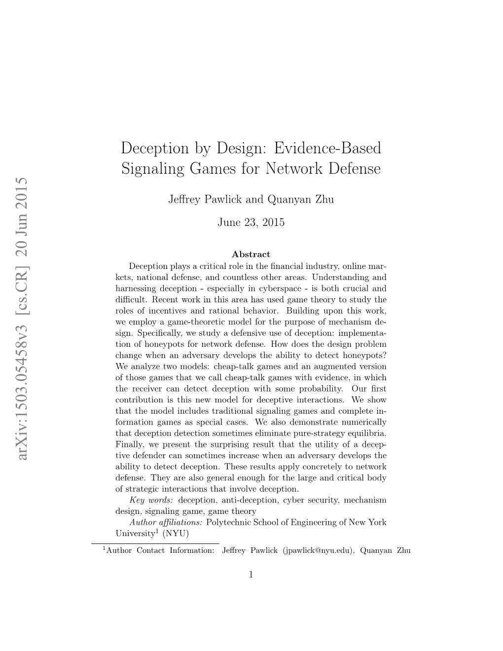 Evidence-Based Signaling Games for Network Defense