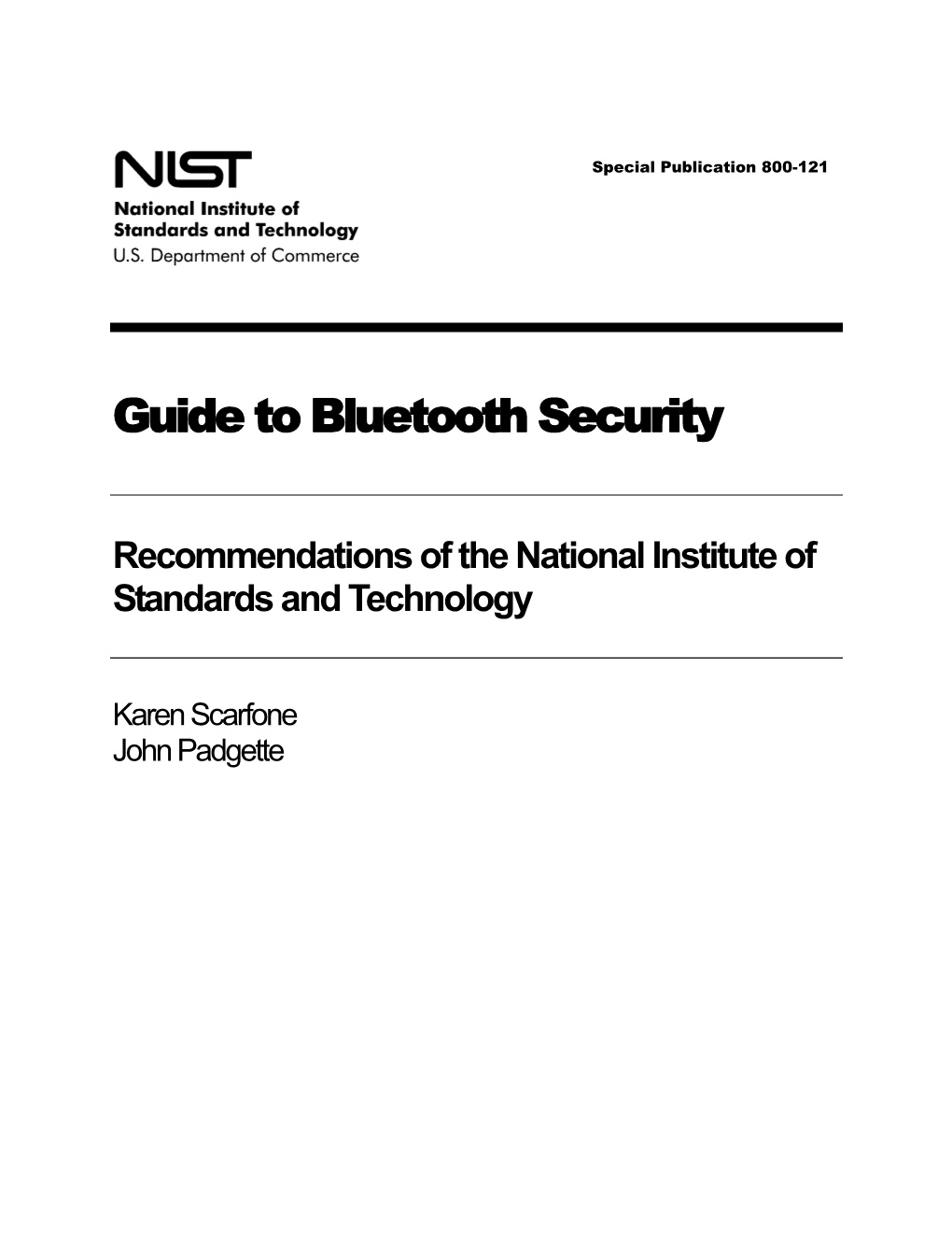 NIST SP 200-121, Guide to Bluetooth Security