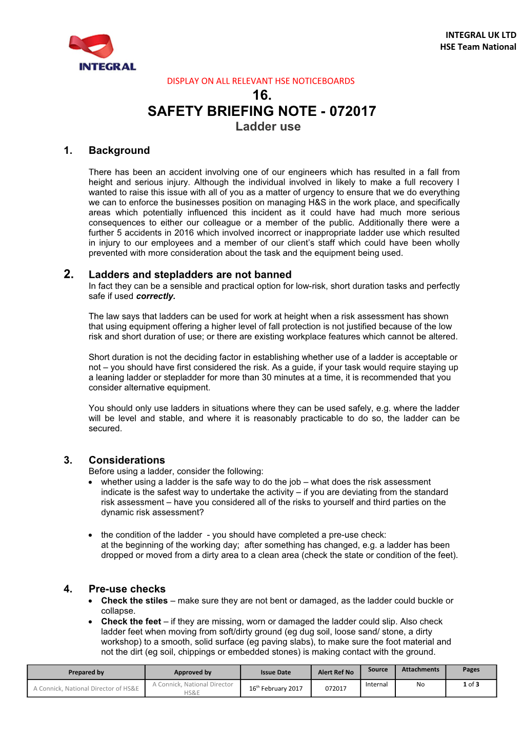 Display on All Relevant Hse Noticeboards