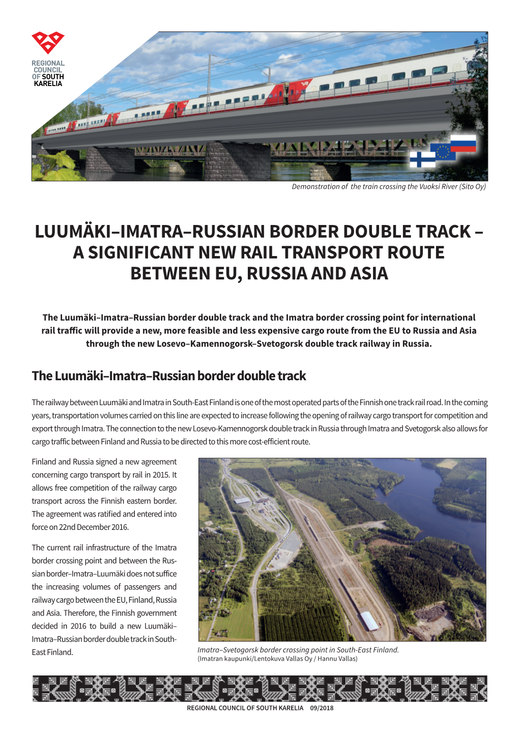 Luumäki–Imatra–Russian Border Double Track – a Significant New Rail Transport Route Between Eu, Russia and Asia