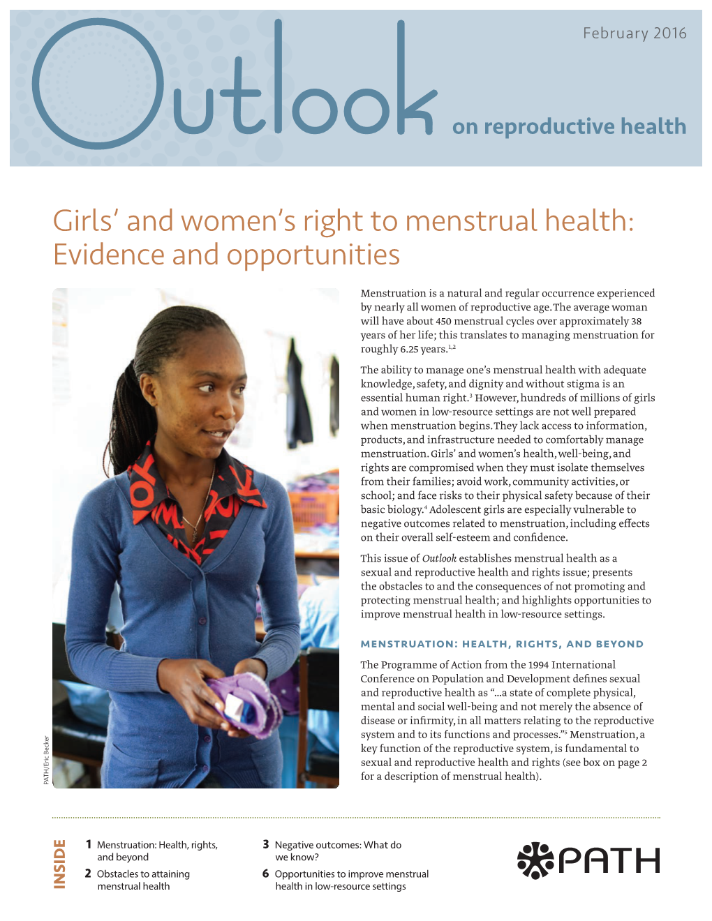 Girls' and Women's Right to Menstrual Health: Evidence and Opportunities