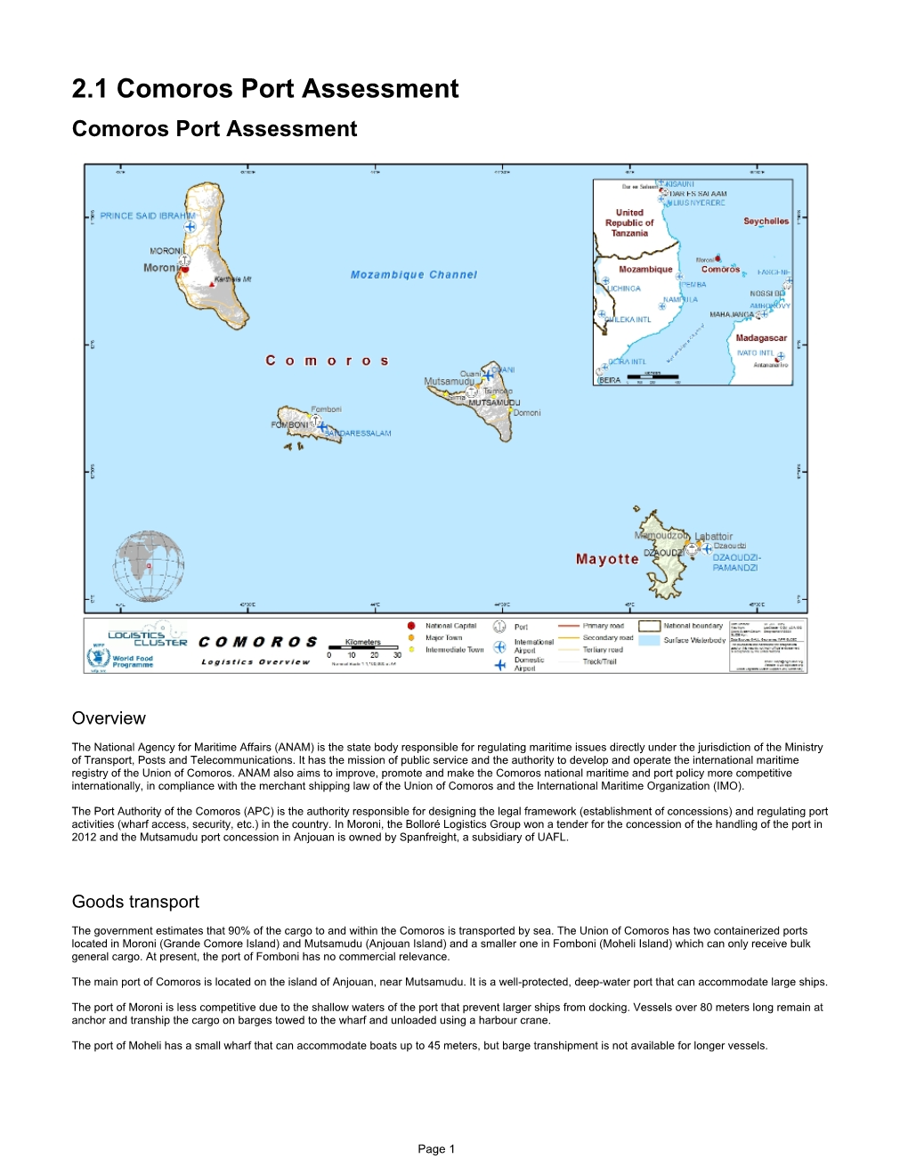 2.1 Comoros Port Assessment Comoros Port Assessment