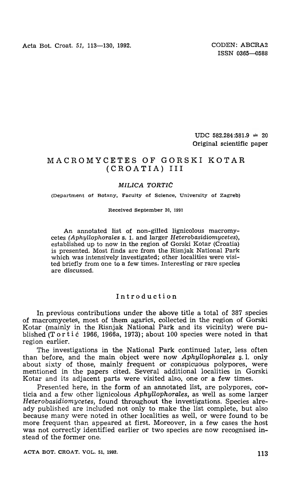 Macromycetes of Gorski Kotar (Croatia) Iii