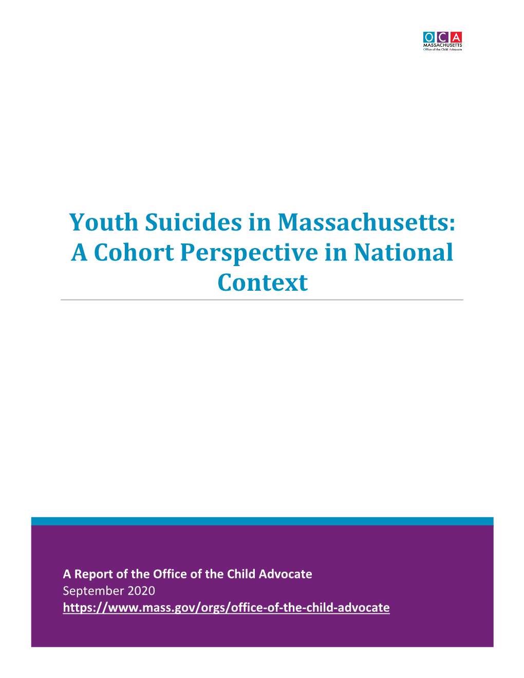 Youth Suicides in Massachusetts: a Cohort Perspective in National Context