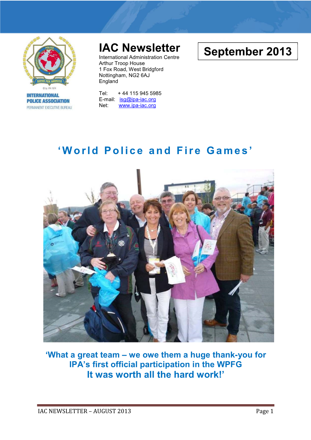 IAC Newsletter September 2013