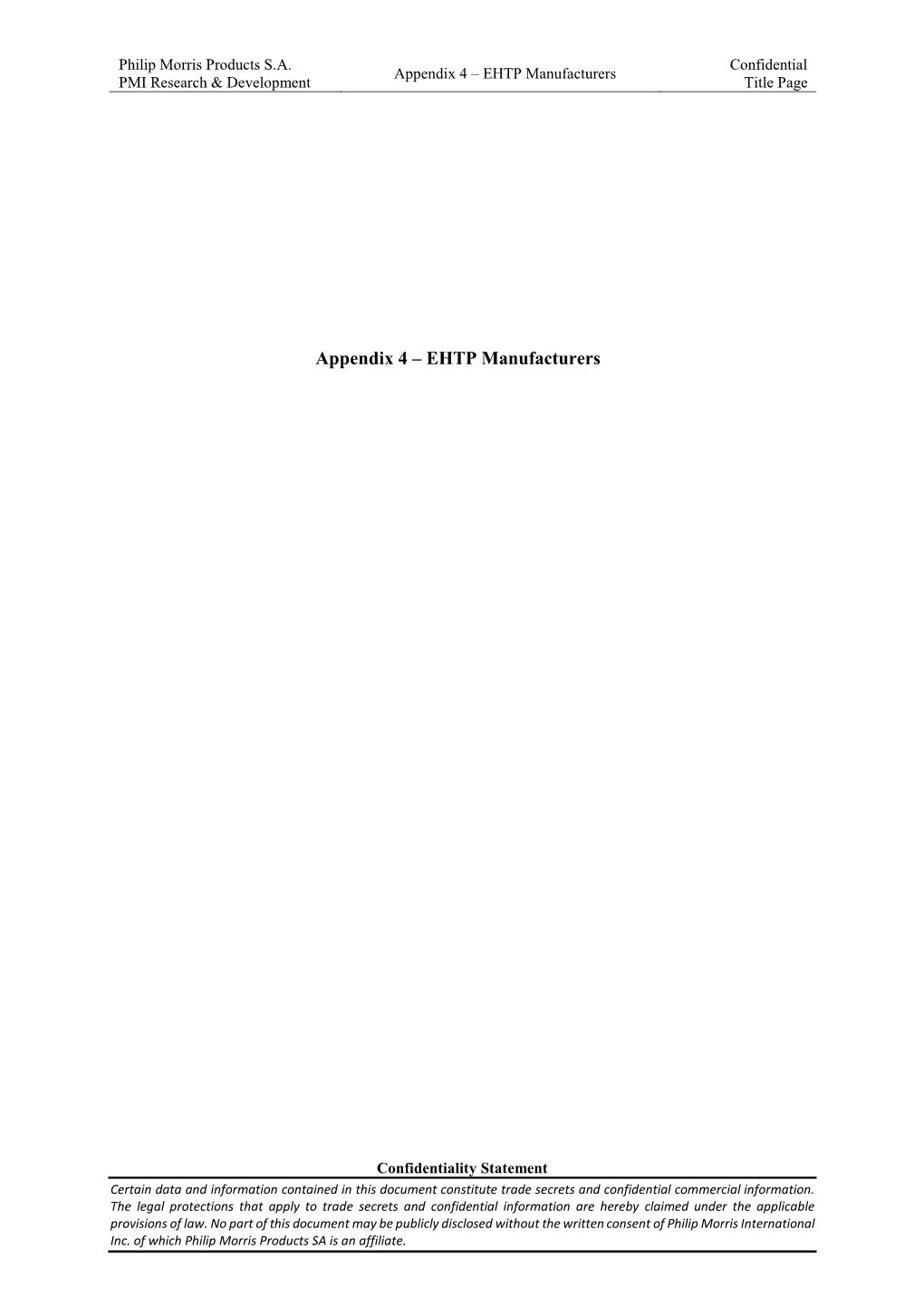 Appendix 4 – EHTP Manufacturers PMI Research & Development Title Page