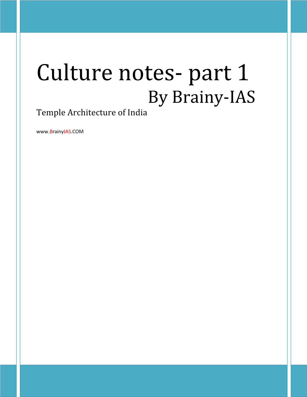 Culture Notes- Part 1 by Brainy-IAS Temple Architecture of India