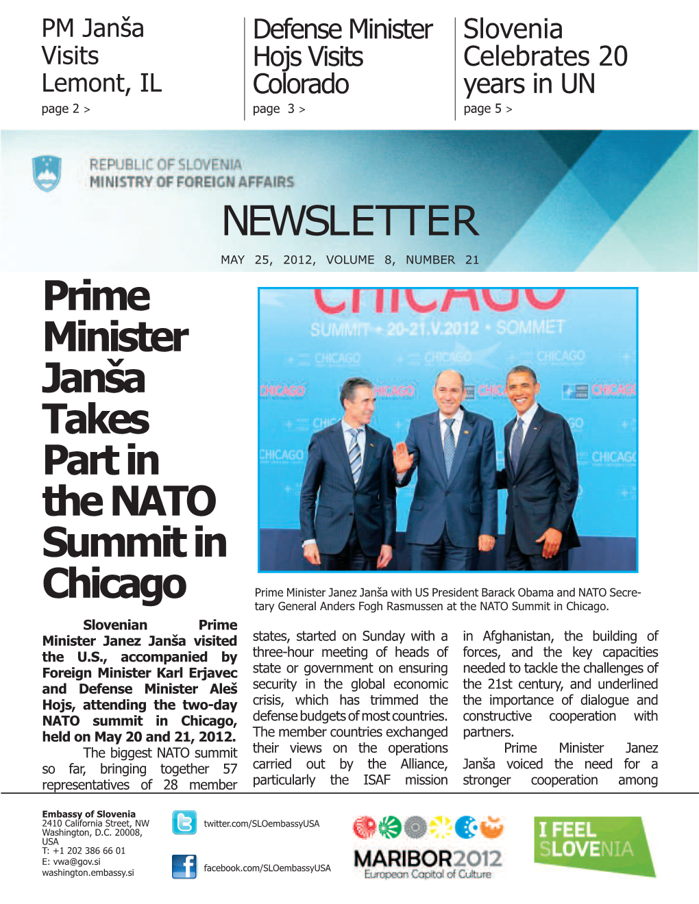 NEWSLETTER Prime Minister Janša Takes Part in the NATO Summit In