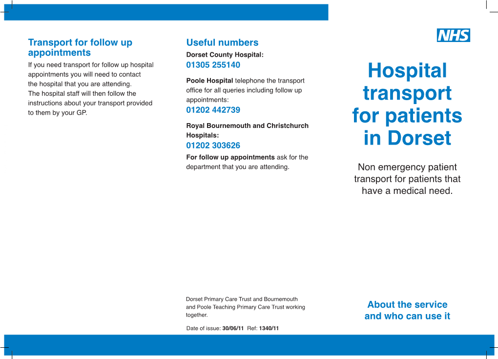 Hospital Transport for Patients in Dorset