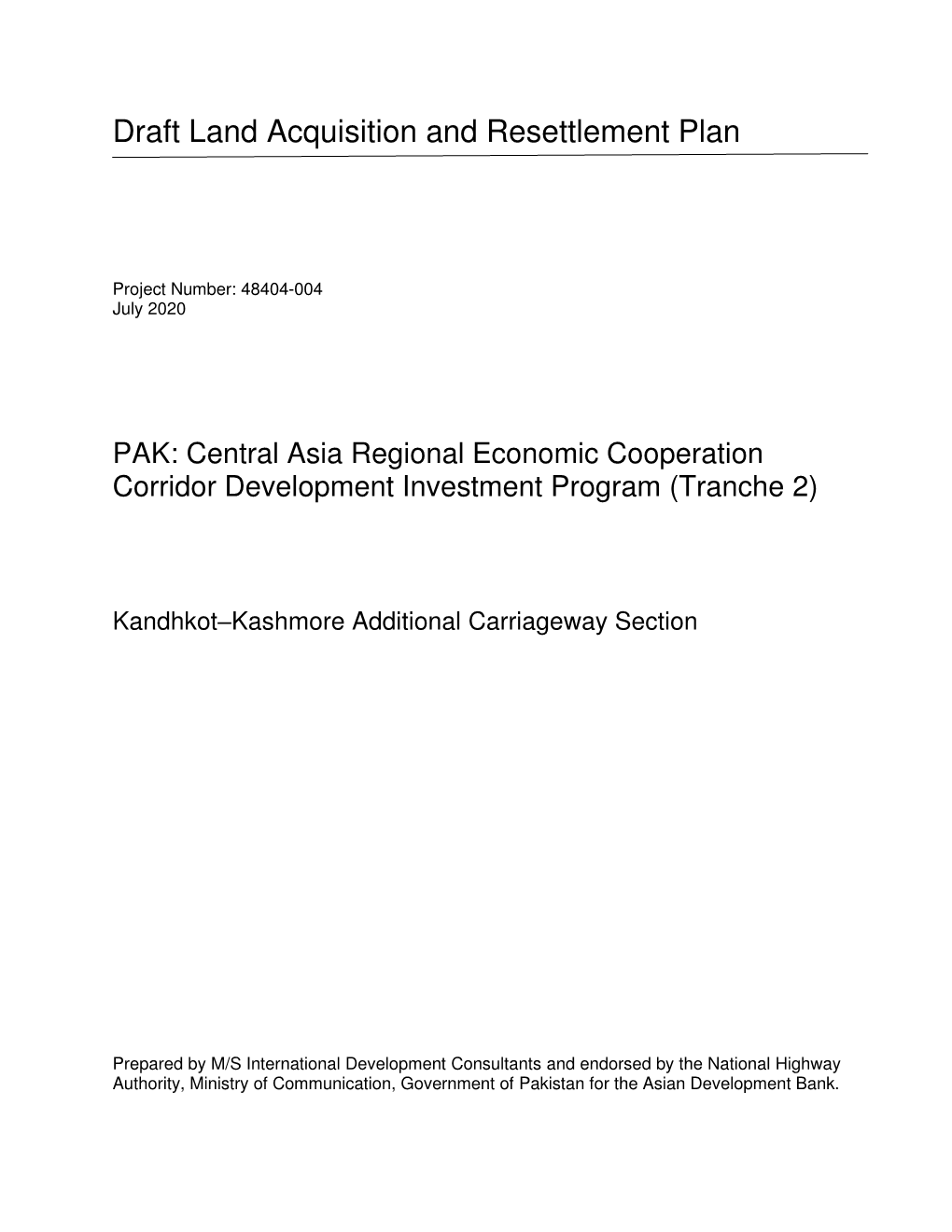 48404-004: Central Asia Regional Economic Cooperation Corridor Development Investment Program-Tranche 2