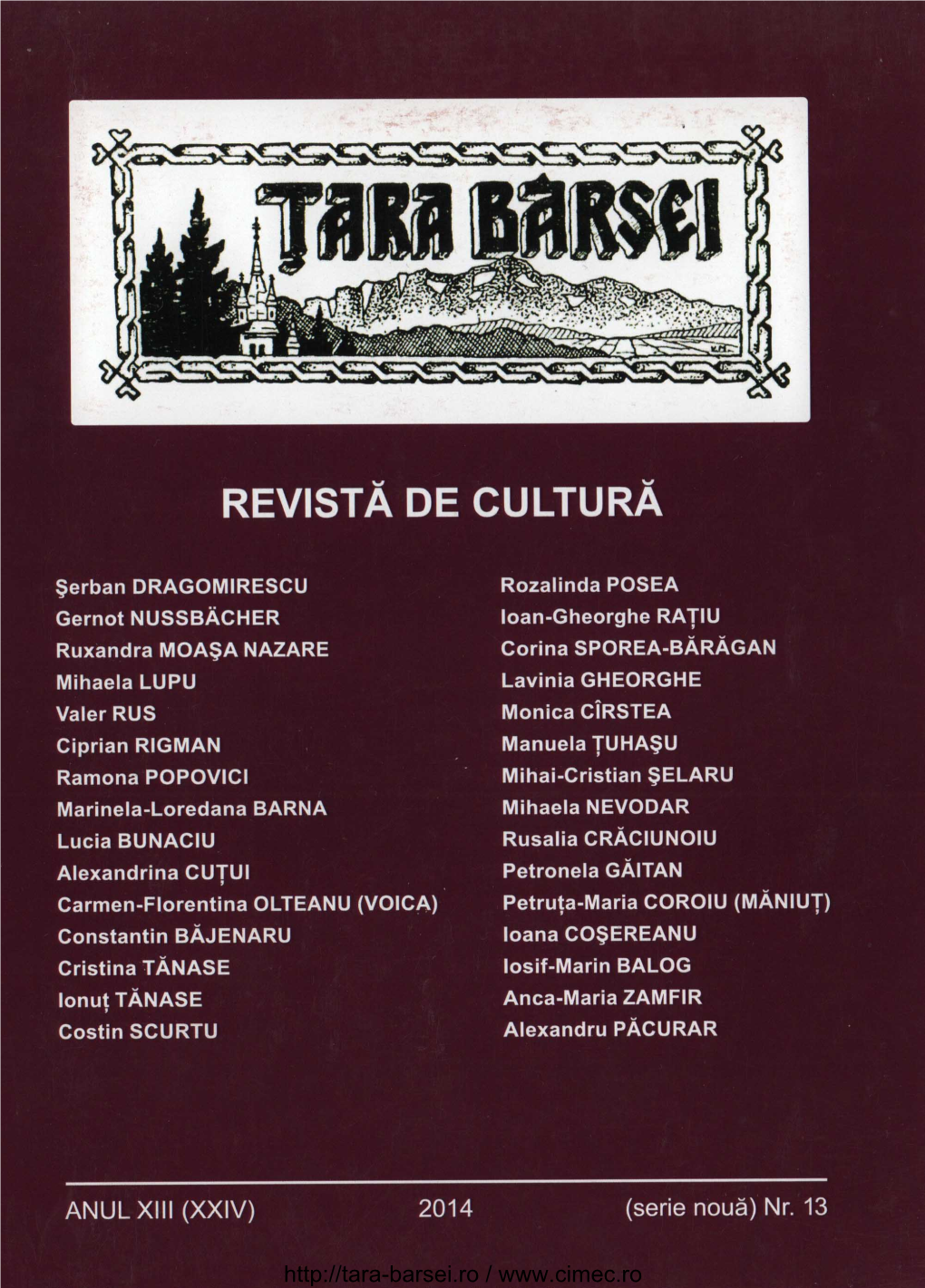 ŢARA BÂRSEI Revistă De Cultură 2014